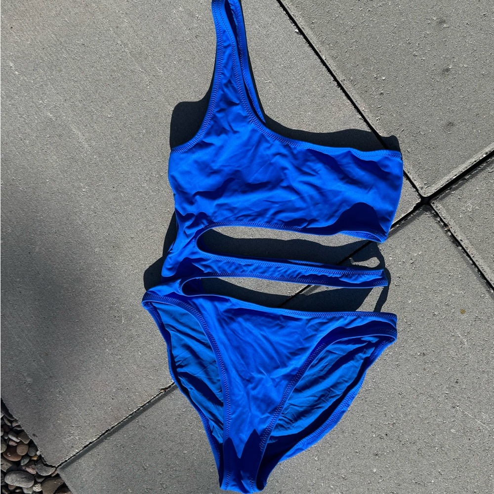 SKIMS SWIM ONE SHOULDER MONOKINI COBALT SMALL